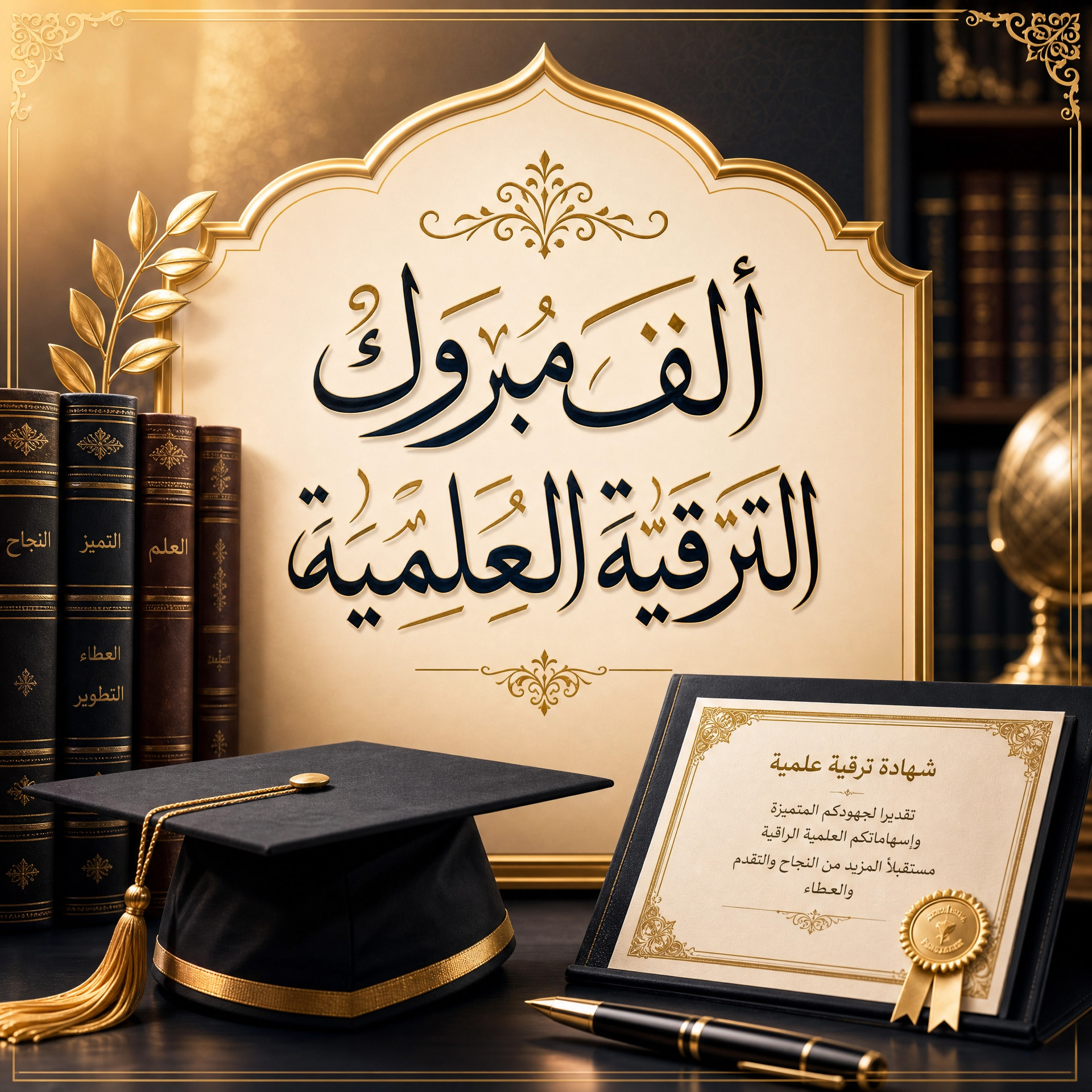 تهنئة بمناسبة ترقية علمية 